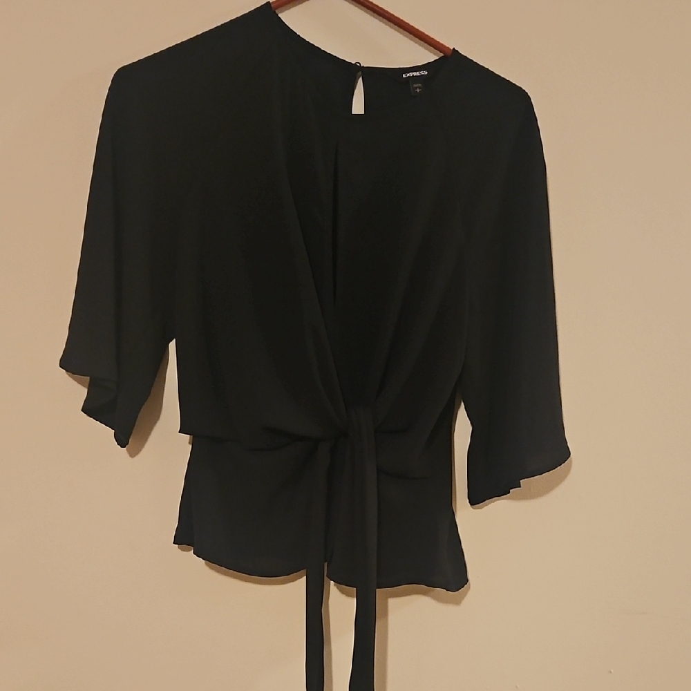 Express Black Tie-Front Blouse